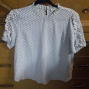 Monteau Black & White Polka Dot Blouse L